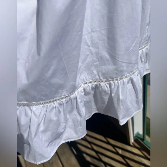 🆕ba&sh Cotton White Mini Dress Smocked Ruffle Hem Summer Casual Boho Chic Size S - Picture 9 of 17